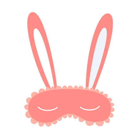 Beauty Eye Covering Sleep Mask. Blindfold Sleep Mask Sign with Bunny Ears. Icon, Isolated on White, Vector Icon. Flat Cartoon Illustration, Clipart.のイラスト素材