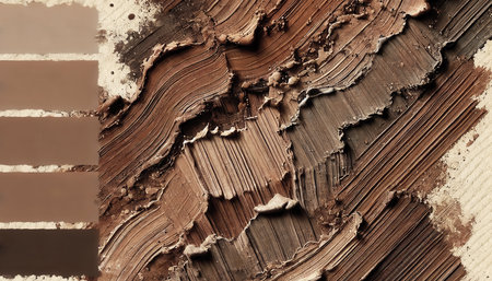 strokes of partially mixed layers of thick acrylic color of the year mocha mousse or coffee color
