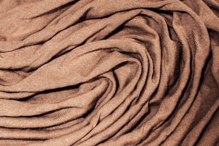 Gradient waves of fabric texture,3D effect in color of the year coffee colorの写真素材