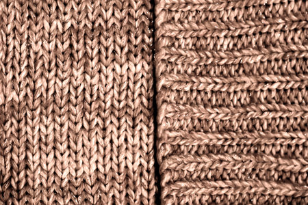 Gradient texture of weaving of threads woolen fabric in color 2025 mocha mousseの写真素材