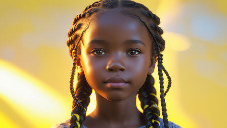Attractive girl with dreadlocks and braids - creative hairstyle. For advertising, billboards or social media use. Commercial advertising concept art. Model.の写真素材