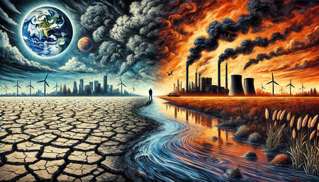 concept of environmental disaster. Pollution from industrial waste
