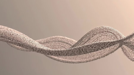 beautiful lines of smoothly waves consisting abstract animated particles