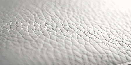 Close-up of white leather with visible grain texture, natural pattern and details of the soft surface in Color of the Year 2026, CLOUD DANCER 11-42011, pantoneの素材
