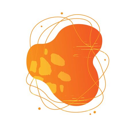 Liquid design abstract shape with gradient,texture and lines. Template for banner, flyer in orange color on white background.Vector illustration.のイラスト素材