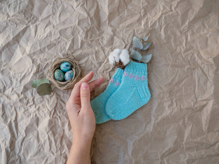 Easter holiday decorations , Easter concept backgroundの写真素材