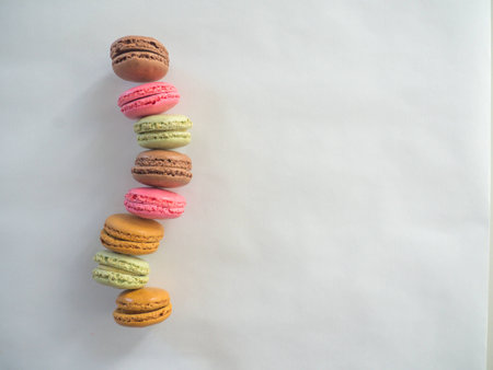 Colorful macaroon almond cookiesの写真素材
