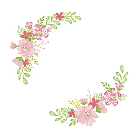 Floral Wreath Hand-Painted Spring Illustrationの写真素材