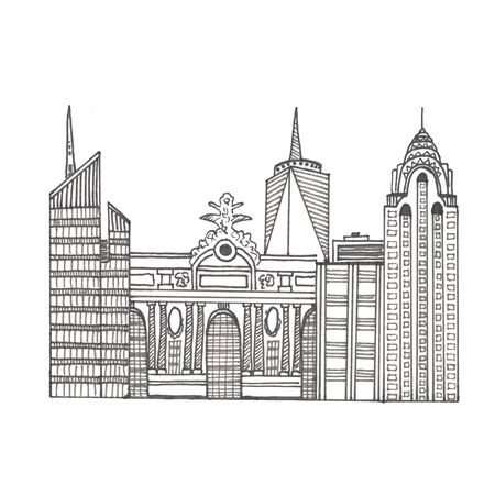 New York Skyline Hand Painted Illustrationの写真素材