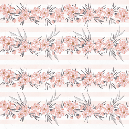 Flowers Illustration Seamless Pattern Hand-Painted Background Texture Wallpaper Scrapbookの写真素材