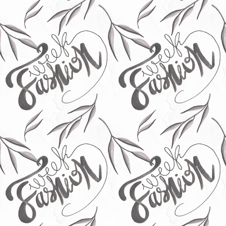 Fashion Week Lettering llustration Seamless Pattern Hand-Painted Background Texture Wallpaper Scrapbookの写真素材