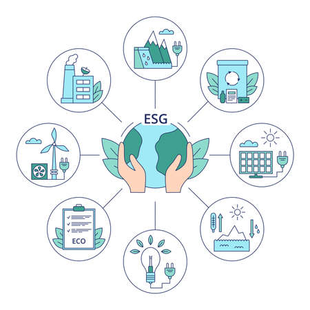 Set icons environmental, ESG concept. Vector illustration isolated on a white background.のイラスト素材