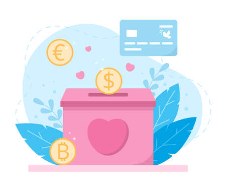 Donation and support people concept. Cute vector illustration in a flat style.のイラスト素材