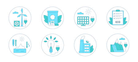 Set icons environmental, ESG concept. Vector illustration isolated on a white background.のイラスト素材