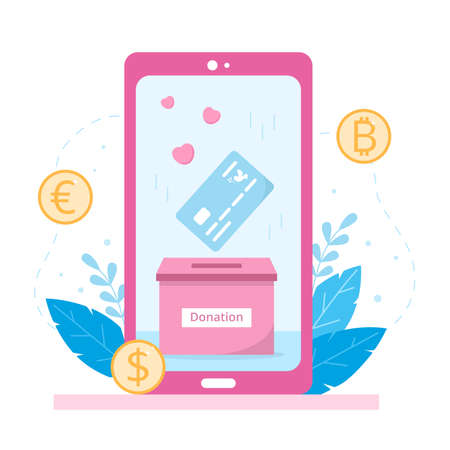 WebDonation and support people concept. Cute vector illustration in a flat style.のイラスト素材