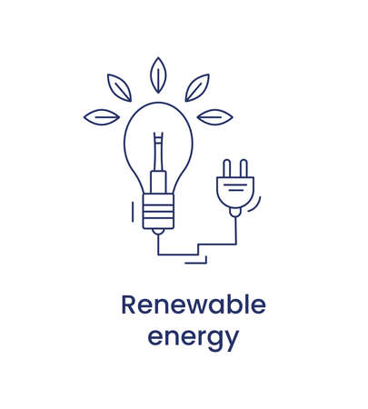 Renewable energy icon, ESG environmental concept. Vector line illustration isolated on a white background.のイラスト素材