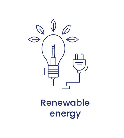 Renewable energy icon, ESG environmental concept. Line illustration isolated on a white background.の写真素材