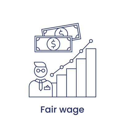 Fair wage icon, ESG social concept. Illustration isolated on a white background.の写真素材