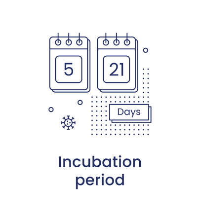 Monkeypox concept. Incubation period icon. Vector line illustration isolated on a white background.のイラスト素材