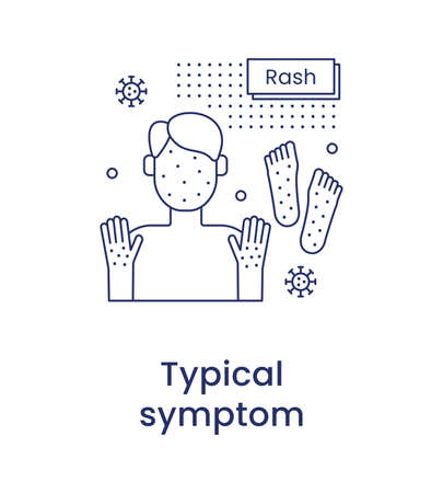 Monkeypox concept. Icon of a typical symptom. Rash. Vector line illustration isolated on a white background.のイラスト素材