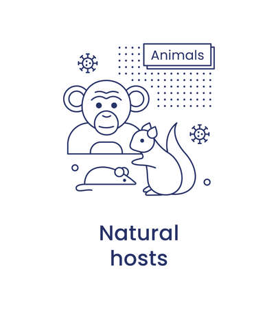 Monkeypox concept. Icon of natural hosts of the monkeypox virus. Vector line illustration isolated on a white background.のイラスト素材