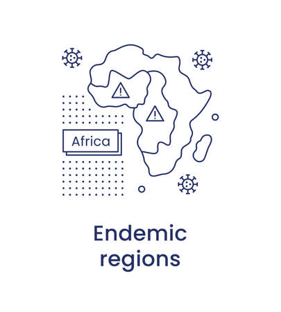 Monkeypox concept. Icon of endemic regions of Africa. Line illustration isolated on a white background.の写真素材