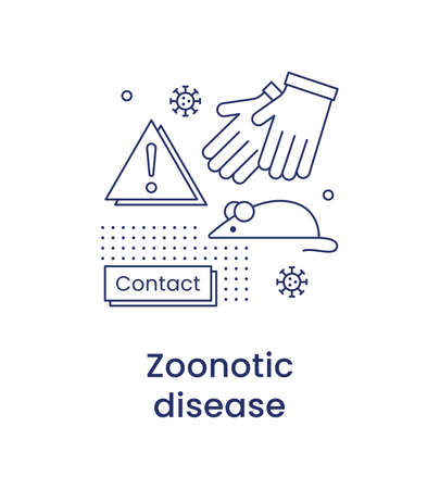 Monkeypox concept. Zoonotic disease icon. Line illustration isolated on a white background.の写真素材