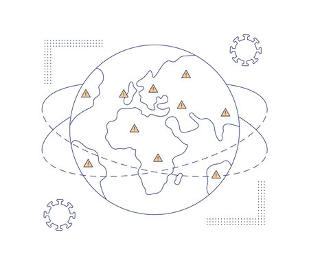 Viral disease outbreak world concept. Line illustration isolated on a white background.の写真素材