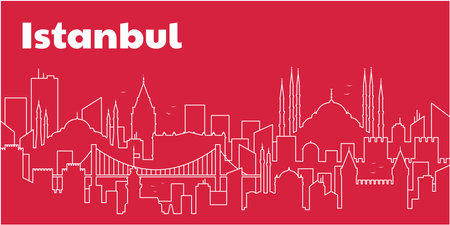 Istanbul Turkey concept. Silhouette of the city of Istanbul. Travel concept. Linear vector illustration.のイラスト素材