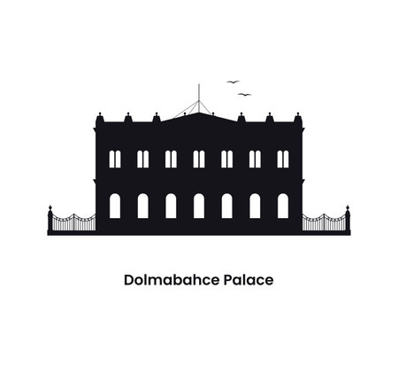 Istanbul Turkey concept. Silhouette of the Dolmabahce Palace. Vector illustration isolated on a white background.のイラスト素材