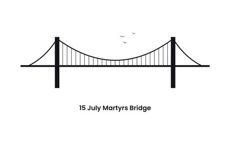 Istanbul Turkey concept. Silhouette of the 15 July Martyrs bridge. Vector illustration isolated on a white background.のイラスト素材