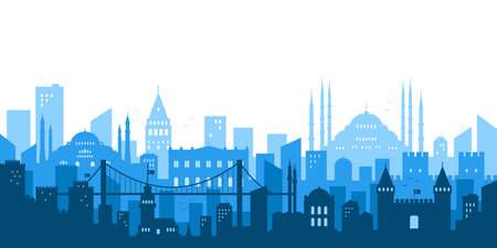 Istanbul Turkey concept. Silhouette of the city of Istanbul. Travel concept. Template. Vector illustration.のイラスト素材