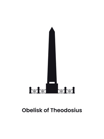 Istanbul Turkey concept. Silhouette of the Obelisk of Theodosius. Vector illustration.のイラスト素材