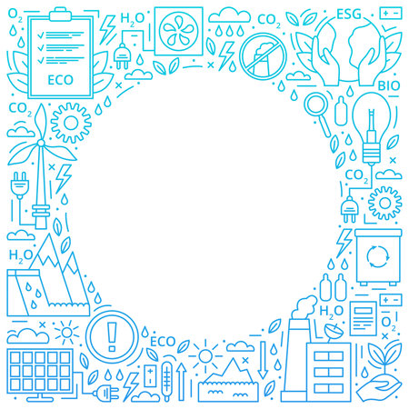 Set of icons ESG, ECO, BIO. ESG environmental criteria. Gradient. Template. Vector illustration.のイラスト素材