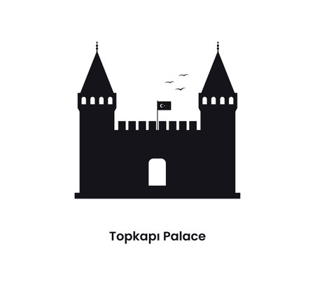 Istanbul Turkey concept. Silhouette of the Topkapi palace. Vector illustration isolated on a white background.のイラスト素材