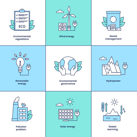Set icons environmental, ESG concept. Vector illustration isolated on a white background.のイラスト素材