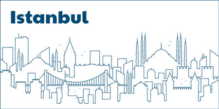Istanbul Turkey concept. Silhouette of the city of Istanbul. Travel concept. Linear vector illustration.のイラスト素材