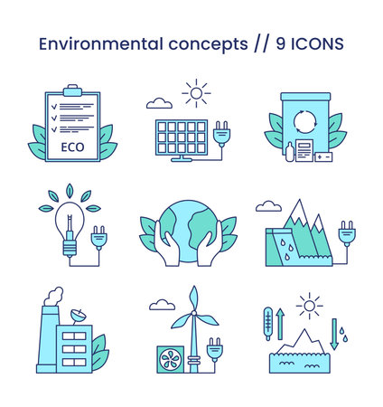 Set icons environmental, ESG concept. Vector illustration isolated on a white background.のイラスト素材