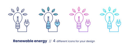 Renewable energy icon, ESG environmental concept. Vector line illustration isolated on a white background.のイラスト素材
