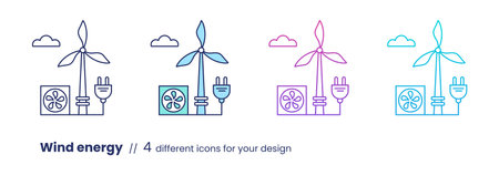 Wind energy icon ESG concept. Renewable energy. Vector line illustration.のイラスト素材