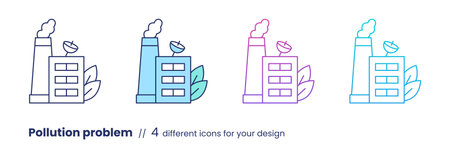 Pollution problem icon ESG concept. Vector line illustration isolated on a white background.のイラスト素材