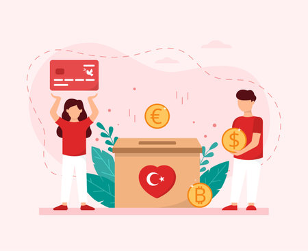 Turkey earthquake, donation concept. Vector illustration in a flat style.のイラスト素材