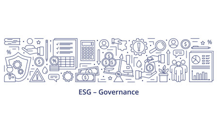 ESG Governance concepts, icons set. Banner. Template. Vector illustration isolated on a white backgroundのイラスト素材