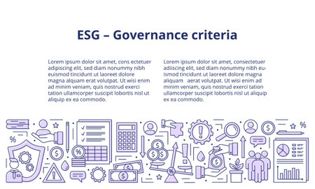ESG Governance concepts, icons set. Banner. Template. Vector illustration isolated on a white backgroundのイラスト素材
