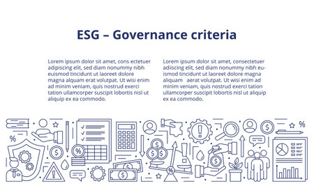 ESG Governance concept, icons set. Banner. Template. Vector illustration isolated on a white backgroundのイラスト素材