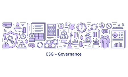 ESG Governance concepts, icons set. Banner. Template. Vector illustration isolated on a white backgroundのイラスト素材