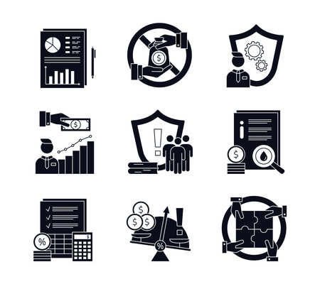 ESG Governance concepts, icons set. Vector illustration isolated on a white backgroundのイラスト素材