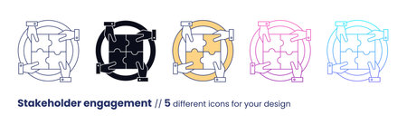 Stakeholder engagement icon, ESG Governance concept. Vector illustration isolated on a white backgroundのイラスト素材
