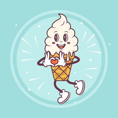 Ice cream cartoon character concept. Cute vector illustrationのイラスト素材