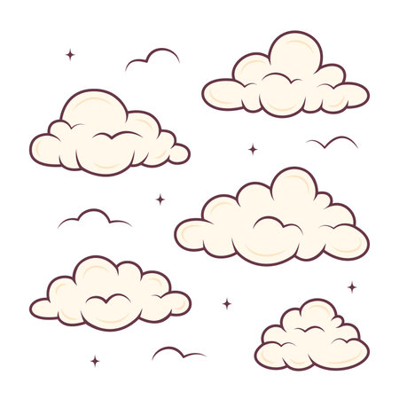 Cute clouds set cartoon concept. Vector illustration on white backgroundのイラスト素材